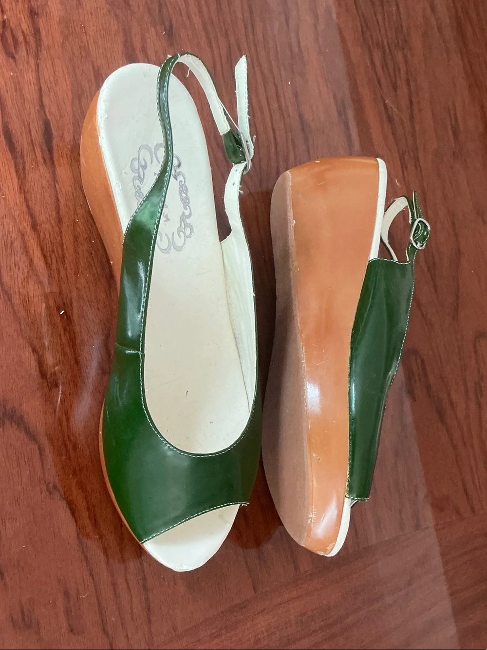 Green Slingback Wedge Sandals - Women